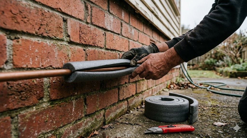 Auckland homeowner checking hot water and pipes before winter
