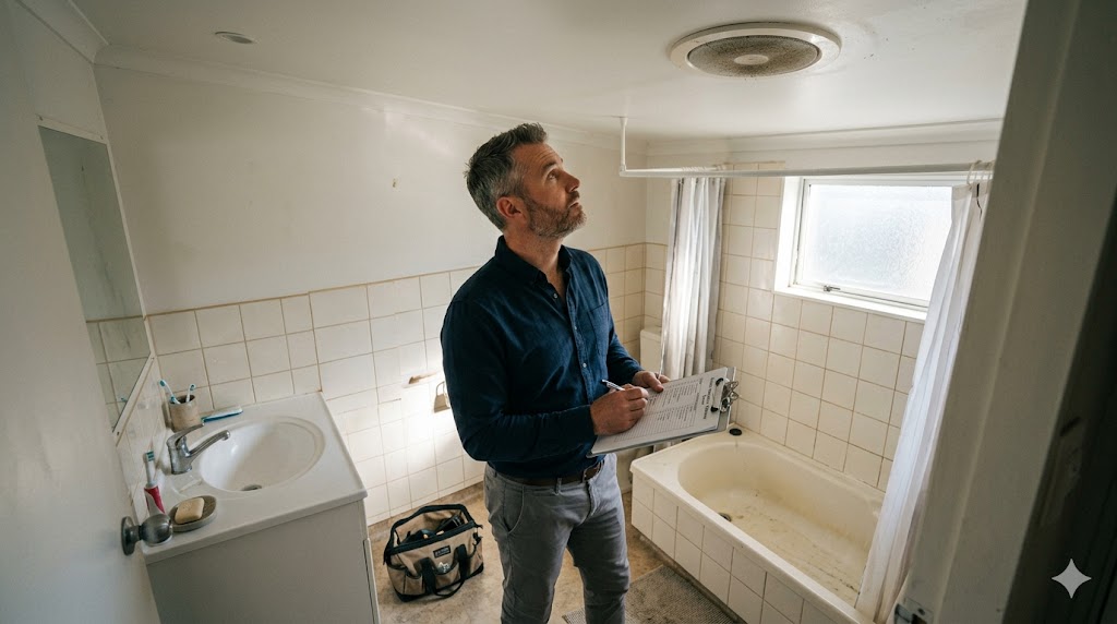 Auckland landlord inspecting a bathroom for Healthy Homes compliance