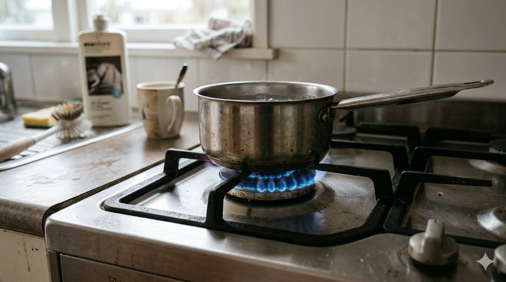 Gas hob flame in an Auckland kitchen