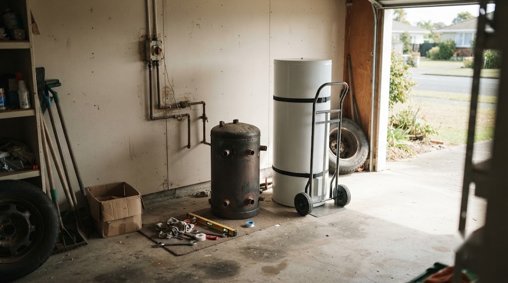 Range of hot water cylinder sizes in an Auckland home installation