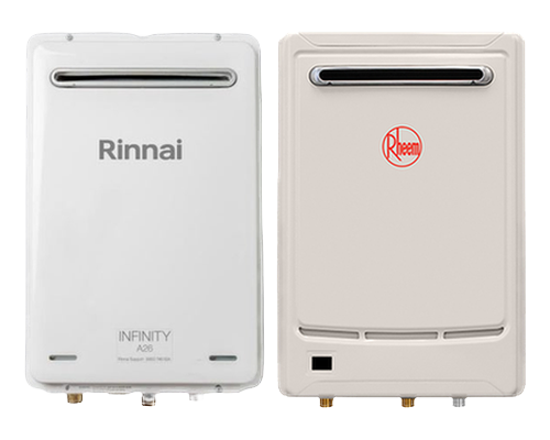 Gas continuous flow range — Rinnai A26 and Rheem Integrity 27