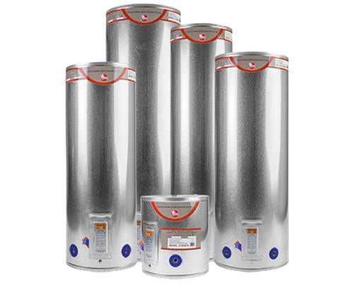 Electric cylinder range — Rheem Mains Pressure, Low Pressure, Optima and Rinnai Enamel