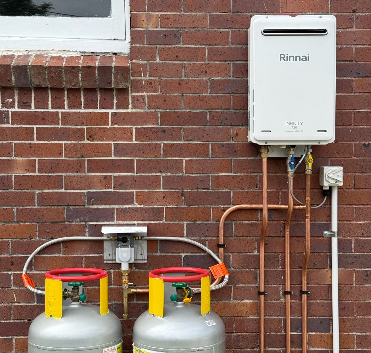 Rinnai Infinity A26 installed with LPG bottles by Water & Gas Worx